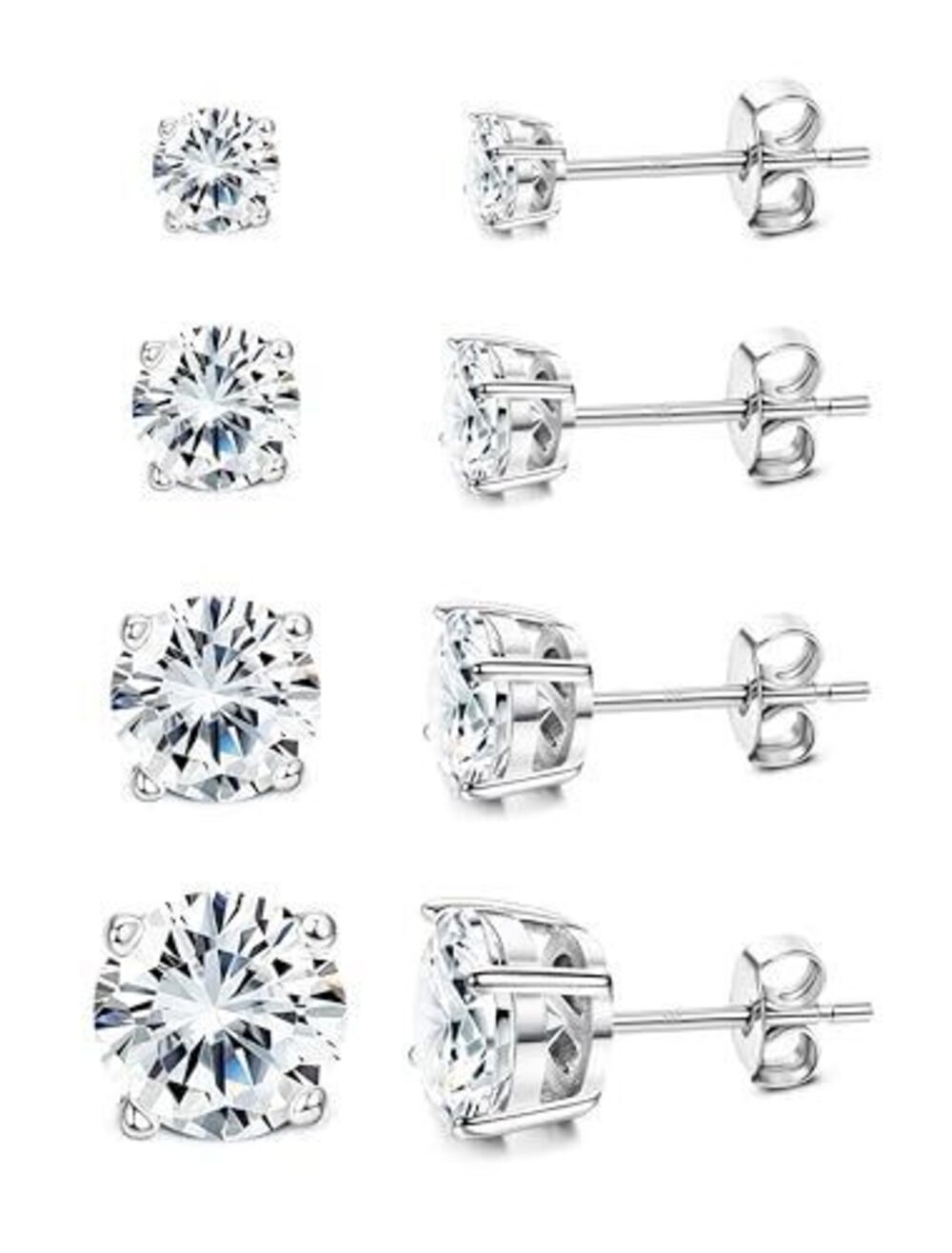 6832 Cubic Zirconia Stud Earrings 18K White Gold Plated Hypoallergenic